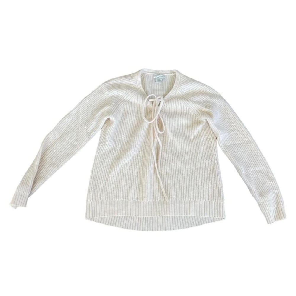 Oats Cashmere Cream Tie Front Sweater
